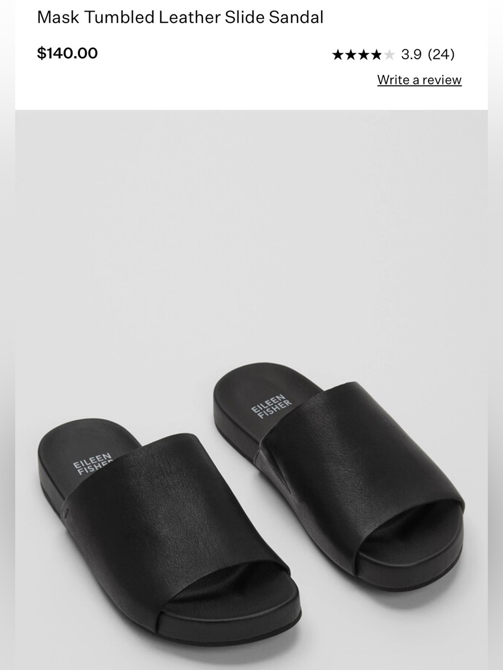 Eileen Fisher Black Leather Slide Sandals